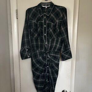 Veronica Beard Western tie waist shirt dress